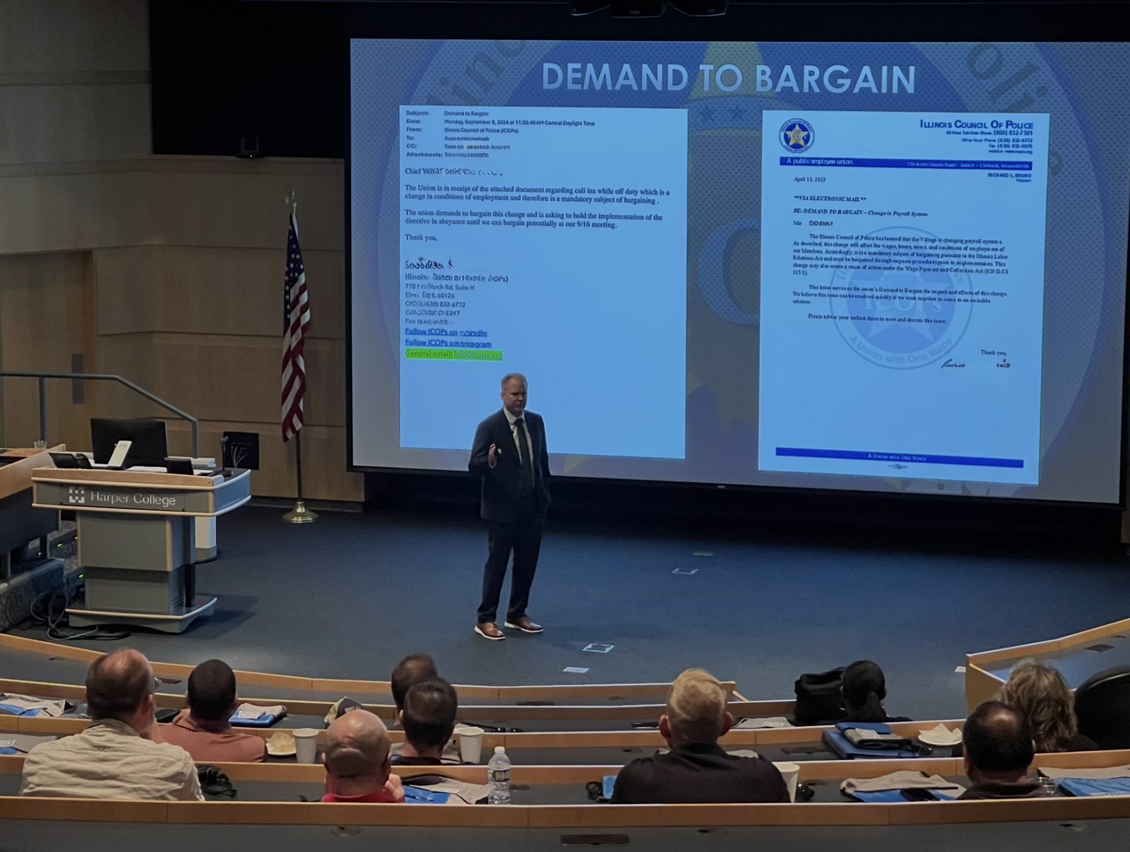 Attorney Alexander Dunn conducting a labor law training for union stewards